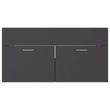 2 Piece Bathroom Furniture Set Grey Engineered Wood - Extra Image