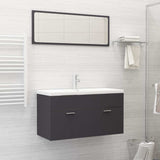 2 Piece Bathroom Furniture Set Grey Engineered Wood