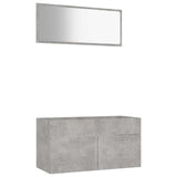 2 Piece Bathroom Furniture Set Concrete Grey Engineered Wood - Front View