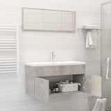 2 Piece Bathroom Furniture Set Concrete Grey Engineered Wood - Side View