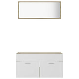 2 Piece Bathroom Furniture Set White and Sonoma Oak Engineered Wood - 45-Degree Angle