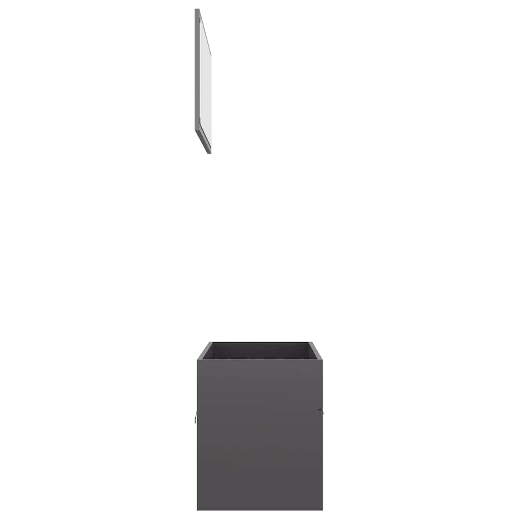 2 Piece Bathroom Furniture Set High Gloss Grey Engineered Wood