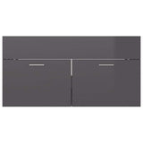 2 Piece Bathroom Furniture Set High Gloss Grey Engineered Wood