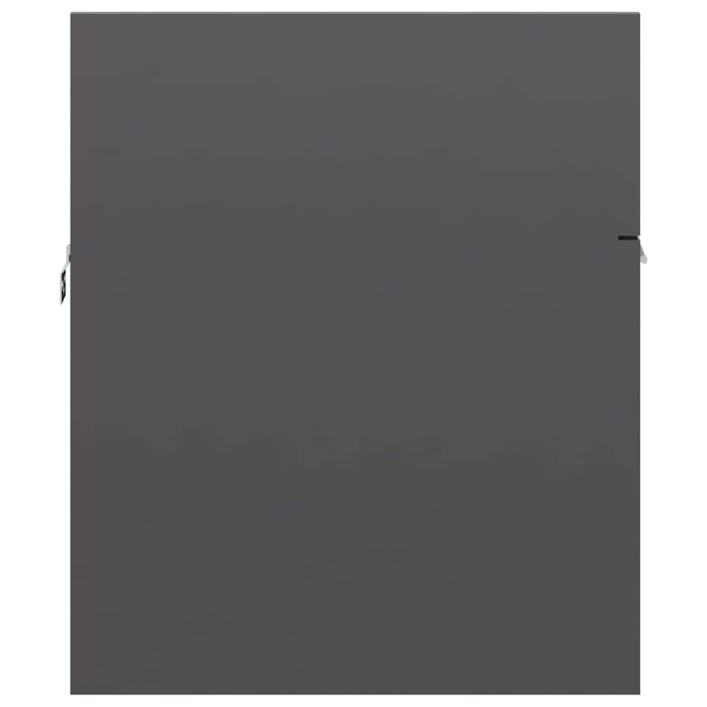 2 Piece Bathroom Furniture Set High Gloss Grey Engineered Wood