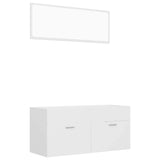 2 Piece Bathroom Furniture Set White Engineered Wood - Front View