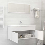 2 Piece Bathroom Furniture Set White Engineered Wood - Side View