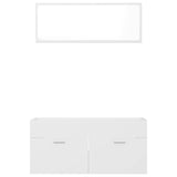 2 Piece Bathroom Furniture Set White Engineered Wood - Rear View