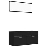 2 Piece Bathroom Furniture Set Black Engineered Wood - Front View
