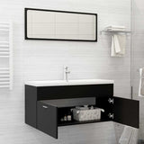 2 Piece Bathroom Furniture Set Black Engineered Wood - Side View