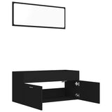 2 Piece Bathroom Furniture Set Black Engineered Wood - Top-Down View