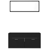 2 Piece Bathroom Furniture Set Black Engineered Wood - 45-Degree Angle
