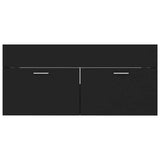 2 Piece Bathroom Furniture Set Black Engineered Wood - Low Angle