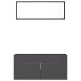 2 Piece Bathroom Furniture Set Grey Engineered Wood - Rear View