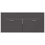 2 Piece Bathroom Furniture Set Grey Engineered Wood - Extra Image