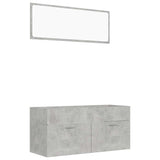 2 Piece Bathroom Furniture Set Concrete Grey Engineered Wood - Front View