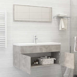 2 Piece Bathroom Furniture Set Concrete Grey Engineered Wood - Side View