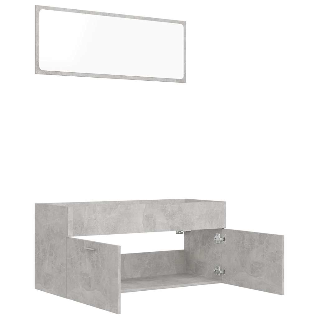2 Piece Bathroom Furniture Set Concrete Grey Engineered Wood