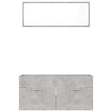 2 Piece Bathroom Furniture Set Concrete Grey Engineered Wood - Rear View