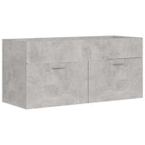 2 Piece Bathroom Furniture Set Concrete Grey Engineered Wood - Low Angle