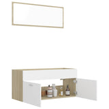 2 Piece Bathroom Furniture Set White and Sonoma Oak Engineered Wood - Top-Down View