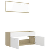 2 Piece Bathroom Furniture Set White and Sonoma Oak Engineered Wood - 45-Degree Angle