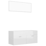 2 Piece Bathroom Furniture Set High Gloss White Engineered Wood - Front View