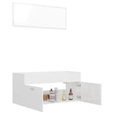 2 Piece Bathroom Furniture Set High Gloss White Engineered Wood - Top-Down View