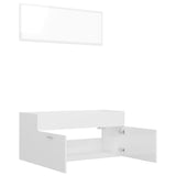 2 Piece Bathroom Furniture Set High Gloss White Engineered Wood - 45-Degree Angle