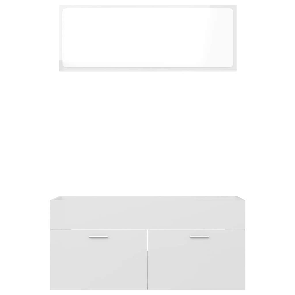 2 Piece Bathroom Furniture Set High Gloss White Engineered Wood