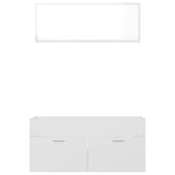 2 Piece Bathroom Furniture Set High Gloss White Engineered Wood