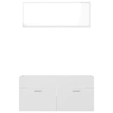 2 Piece Bathroom Furniture Set High Gloss White Engineered Wood - Rear View