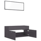 2 Piece Bathroom Furniture Set High Gloss Grey Engineered Wood - 45-Degree Angle