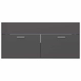 2 Piece Bathroom Furniture Set High Gloss Grey Engineered Wood - Extra Image