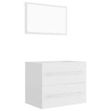 2 Piece Bathroom Furniture Set White Engineered Wood - Front View