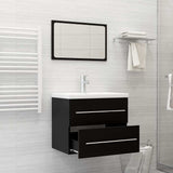 2 Piece Bathroom Furniture Set Black Engineered Wood