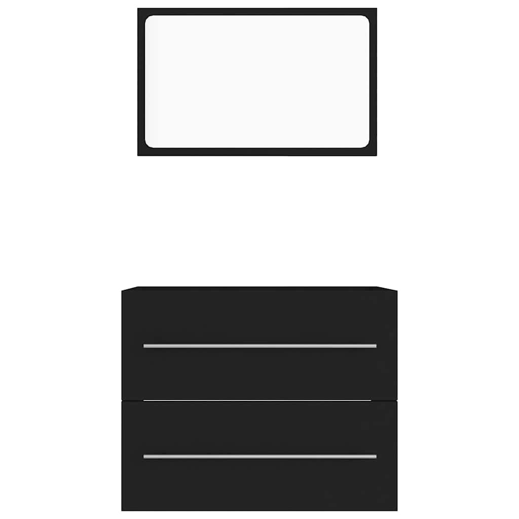 2 Piece Bathroom Furniture Set Black Engineered Wood