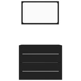 2 Piece Bathroom Furniture Set Black Engineered Wood - Rear View