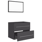 2 Piece Bathroom Furniture Set Grey Engineered Wood - Side View