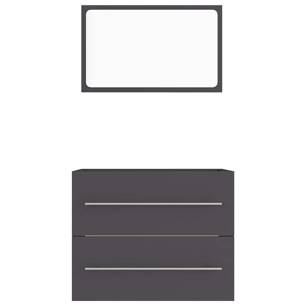 2 Piece Bathroom Furniture Set Grey Engineered Wood