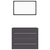 2 Piece Bathroom Furniture Set Grey Engineered Wood - Rear View