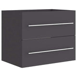 2 Piece Bathroom Furniture Set Grey Engineered Wood - Extra Image