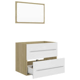 2 Piece Bathroom Furniture Set White and Sonoma Oak Engineered Wood - Top-Down View