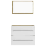 2 Piece Bathroom Furniture Set White and Sonoma Oak Engineered Wood