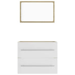 2 Piece Bathroom Furniture Set White and Sonoma Oak Engineered Wood