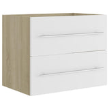 2 Piece Bathroom Furniture Set White and Sonoma Oak Engineered Wood - Extra Image