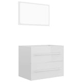 2 Piece Bathroom Furniture Set High Gloss White Engineered Wood - Front View
