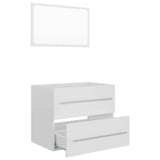 2 Piece Bathroom Furniture Set High Gloss White Engineered Wood - Side View