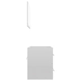 2 Piece Bathroom Furniture Set High Gloss White Engineered Wood - Close-Up Angle