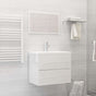 2 Piece Bathroom Furniture Set High Gloss White Engineered Wood