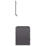 2 Piece Bathroom Furniture Set High Gloss Grey Engineered Wood - Close-Up Angle